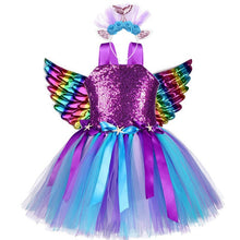 Load image into Gallery viewer, New Kids Unicorn Costumes For Girls Unicorn Tutu Dress With Gold Headband Wings Princess Girls Halloween Party Dress  2-10 Years