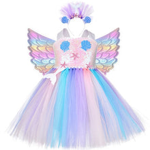Load image into Gallery viewer, New Kids Unicorn Costumes For Girls Unicorn Tutu Dress With Gold Headband Wings Princess Girls Halloween Party Dress  2-10 Years